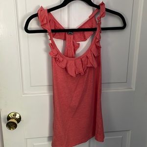Coral ruffle tank top